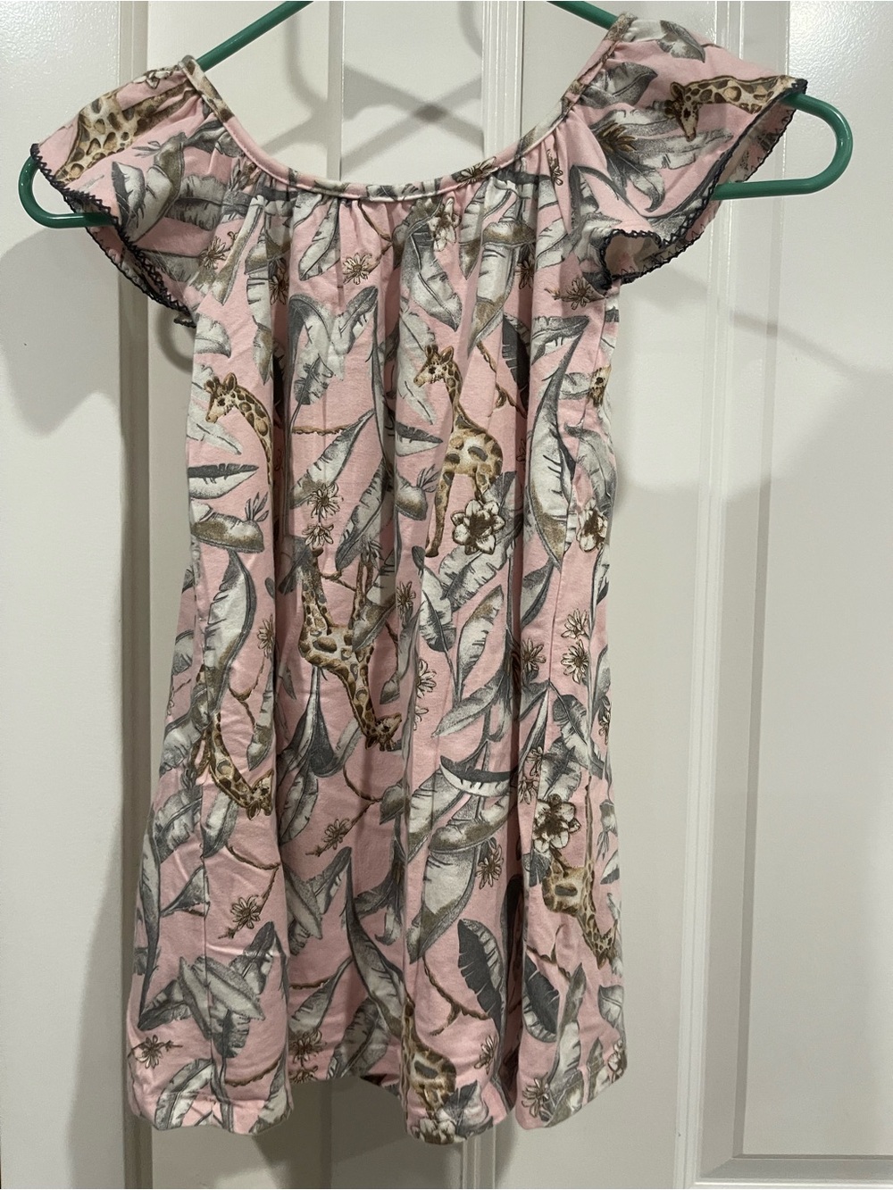Girls Pink Giraffe Print Off-Shoulder Casual Dress